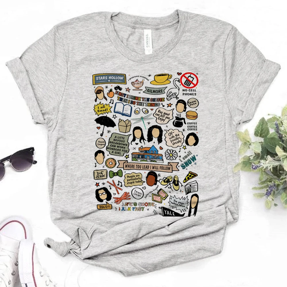 

Футболки для девочек Gilmore, женская уличная одежда Манга, забавная футболка, графическая Одежда для девочек