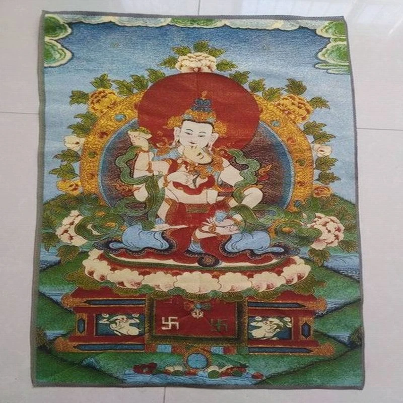 

Tibetan style Thang-ga Embroidery painting, happy Vajra Buddha, Exquisite household religious decorative painting, auspicious