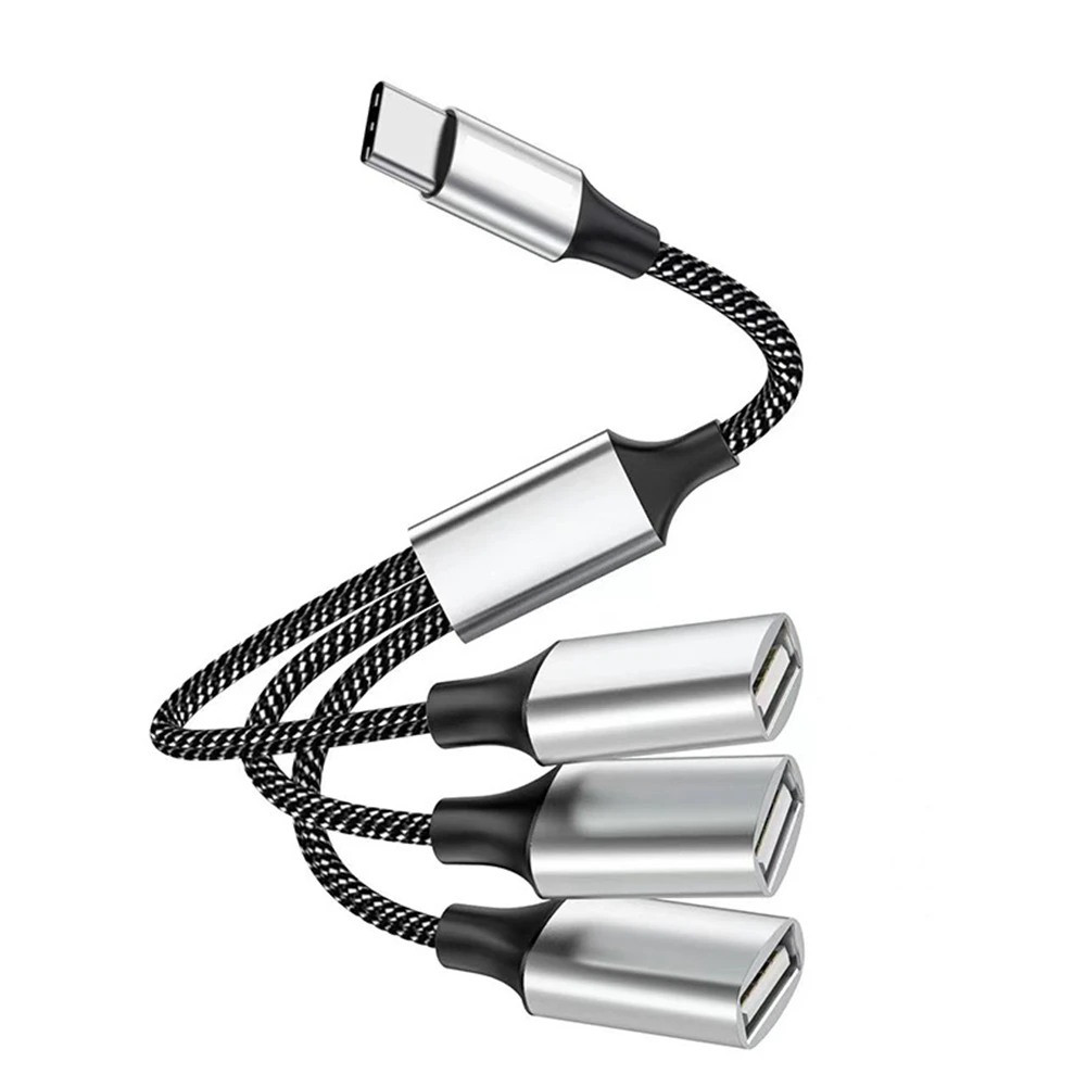 

USB C To USB OTG Adapter Cable Type C Male To USB2.0 Female Expansion HUB Docking Station for U Disk, Type C To 3 USB