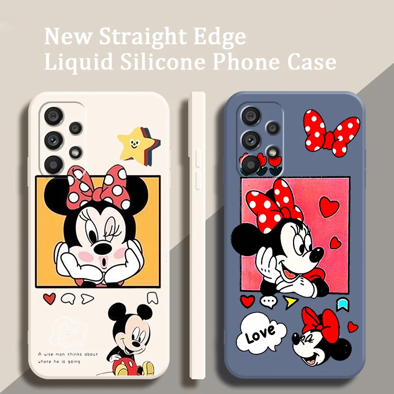 

Mickey Minnie Cartoon Art Liquid Rope Phone Case For Samsung A73 A72 A71 A52 A53 A54 A51 A42 A34 A32 A14 A21 A13 A04 A03