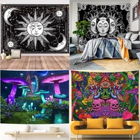 vintage skull psychedelic mushroom wall tapestry tarot sun face tapestry bedroom bed sofa home decorations living room 200x150