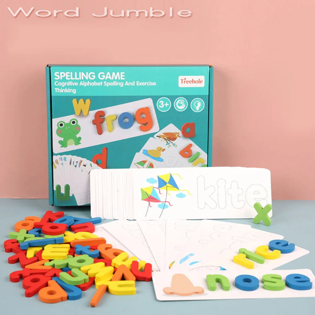 

Early Education Toy Kids Wooden Alphabet Letter Learning Cards Set Word Cards Practice Training Game Toy