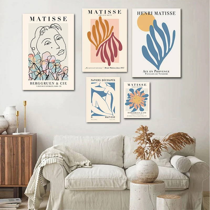 

Настенные постеры и принты в скандинавском стиле, Абстрактная Картина на холсте с изображением листьев матизса, коралловых листьев, декор для гостиной