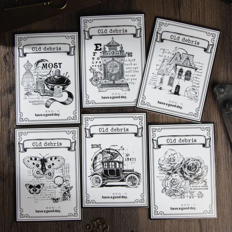 

20Pcs/pack Retro Ink White Scrapbooking Stickers DIY Collage Gift Packing Decoration Photo Album Background Card Making Sticker