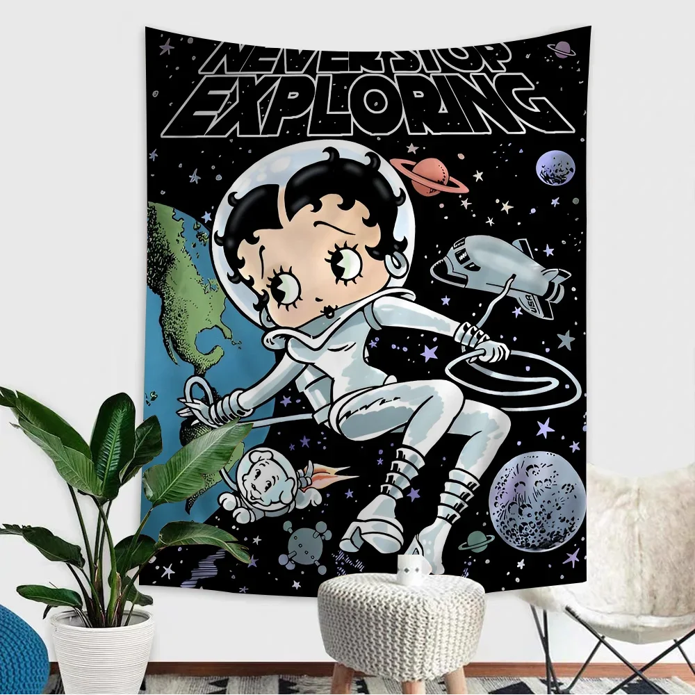 Гобелен В Стиле Аниме Betti Настенный Декор С Милым Дизайном Boop Цветочным Принтом