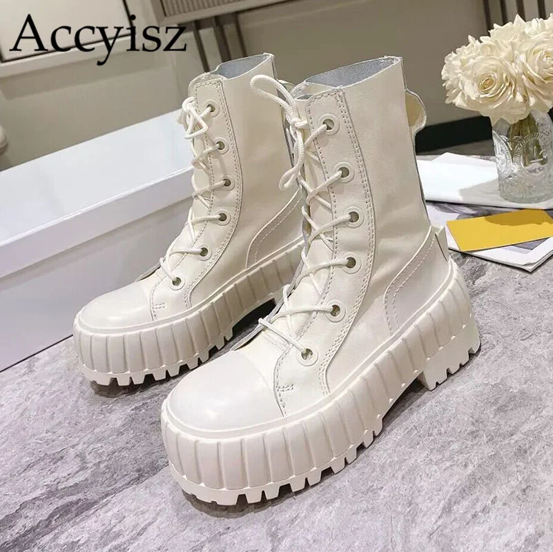 

Женские ботильоны из натуральной кожи, на толстом каблуке, на шнуровке