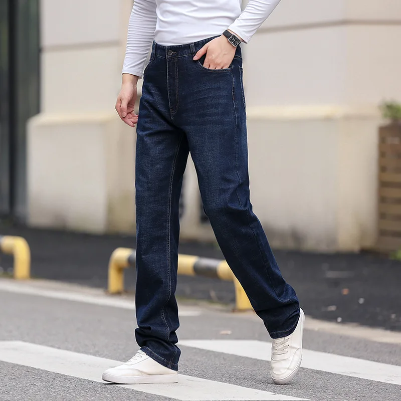 

Men's Big Tall Clothing Felt Men High Straight High Waist Denim Pant Male Extra Long Length Trouser Gown Large Size Husband Jean