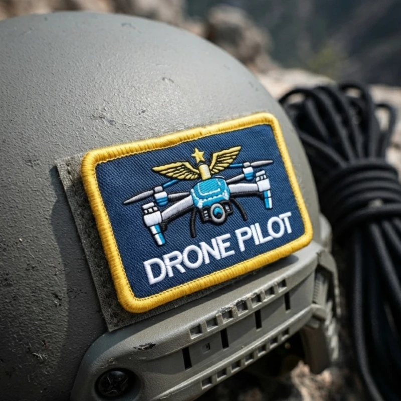 Фото Вышитая нашивка DRONE PILOT на липучке, тактический моральный значок, нарукавная повязка оператора БПЛА для рюкзака, жилета, головной убора, декора одежды №5