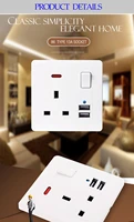 86 british standard socket three hole double usb with switching power panel british 13a multi function socket