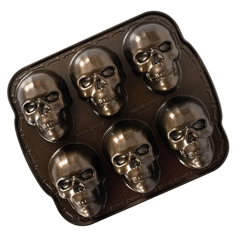 

Golden Skeleton Head Shape Cookie Cake Mold, Creative, High Temperature Resistance, Halloween