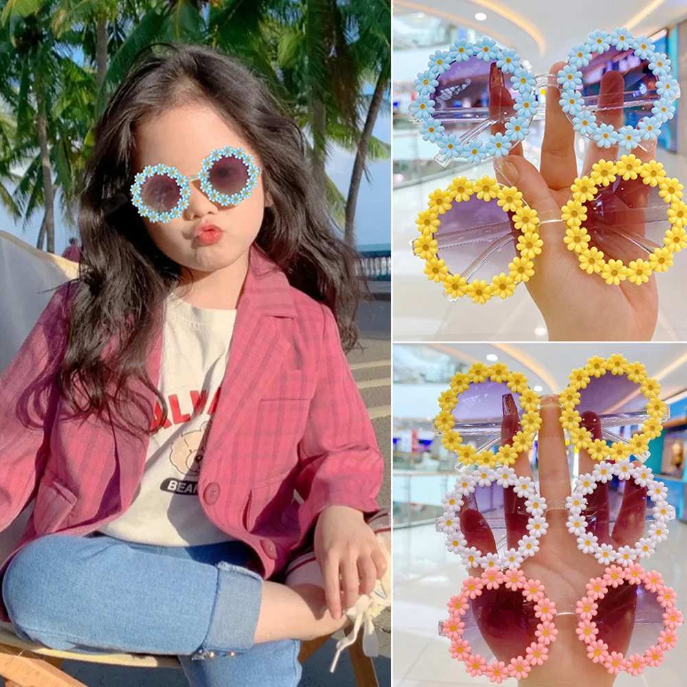 

New Kids Sunglasses Children Round Flower Sunglasses Girls Boys Baby Sport Shades Glasses UV400 Outdoor Sun Protection Eyewear