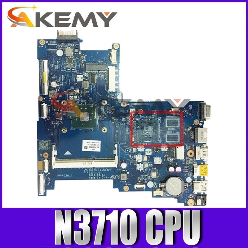 

BDL50 LA-D702P MB для ноутбука HP 250 G5 256 G5 материнская плата 858584-001 858584-501 858584-601 с процессором N3710 DDR3L 100% полностью протестирована