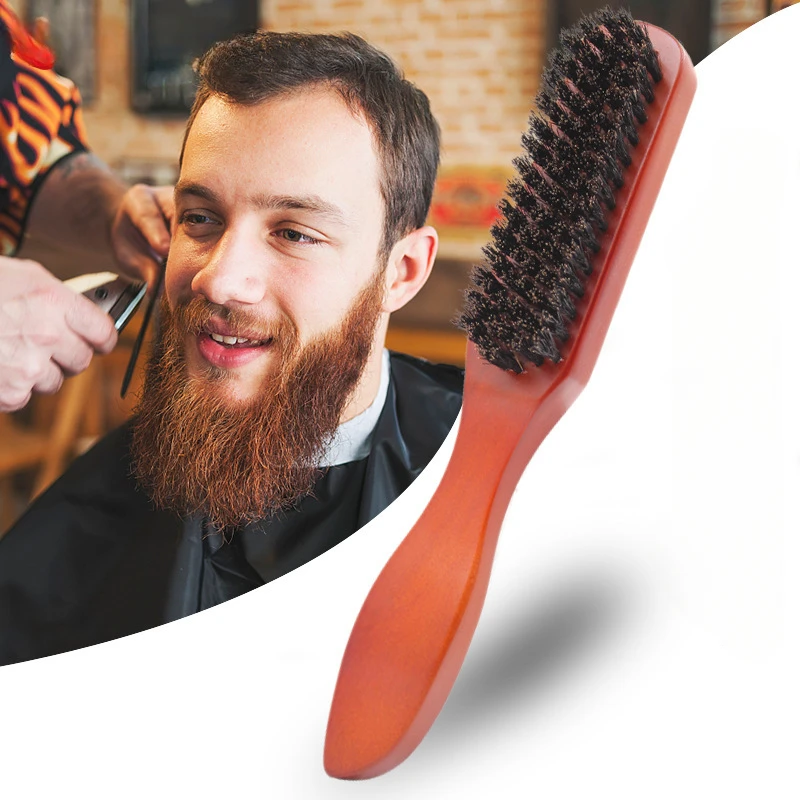 

Wood Handle Boar Bristle Cleaning Brush Hairdressing Men Beard Brush Anti Static Barber Hair Styling Comb Shaving Tools