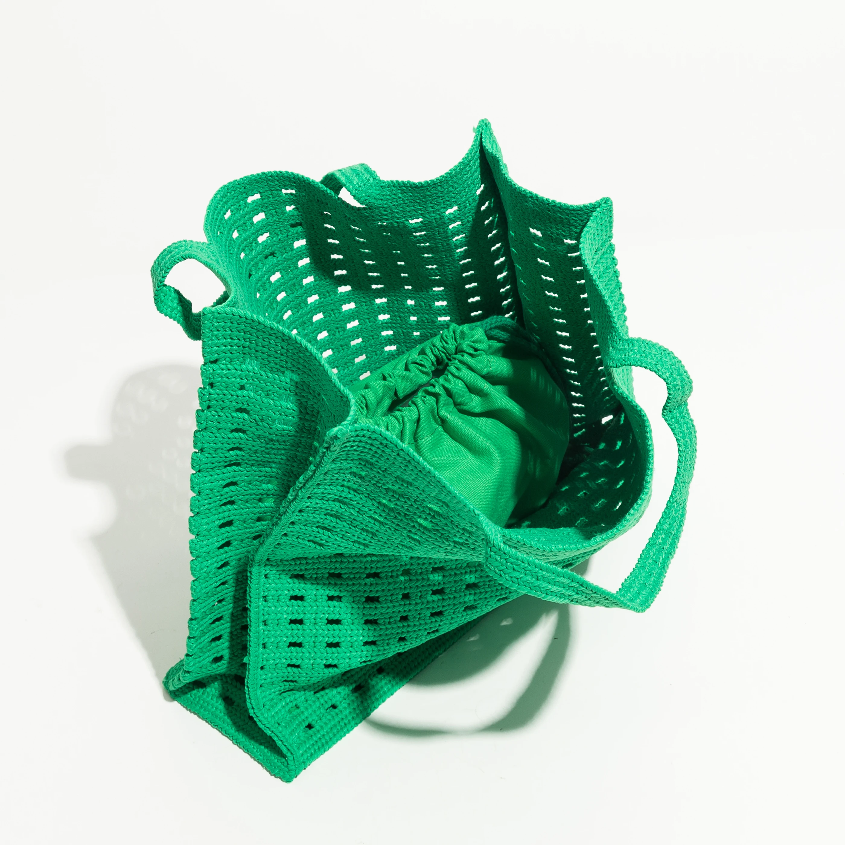 MABULA чистый зеленый выдалбливают крючком Tote сумки для покупок с Drawstring клатч
