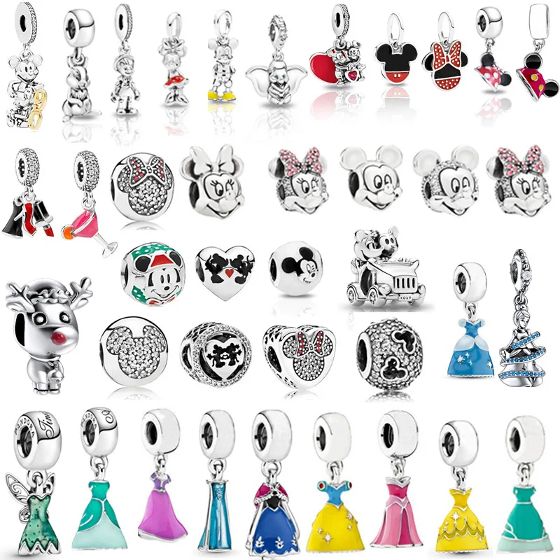 

Disney Mickey Minnie Beaded for Pandora Snow White Girls Bracelet Pendant Jewelry Findings Anime Accessories Kids Birthday Gifts