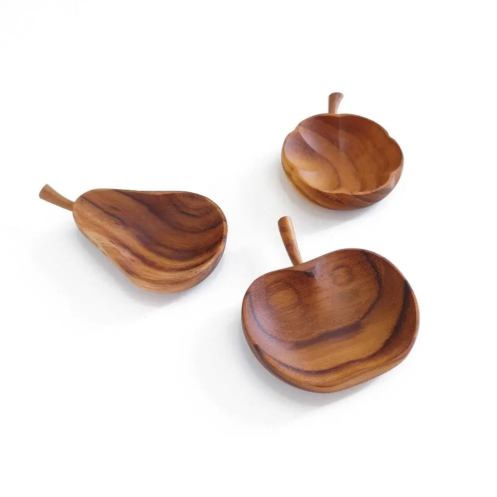 

1 Pcs Exiquisite Seasoning Dish Creative Fruit Shaped Sauce Plate Simple Durable Mini Wooden Tray For Kitchen