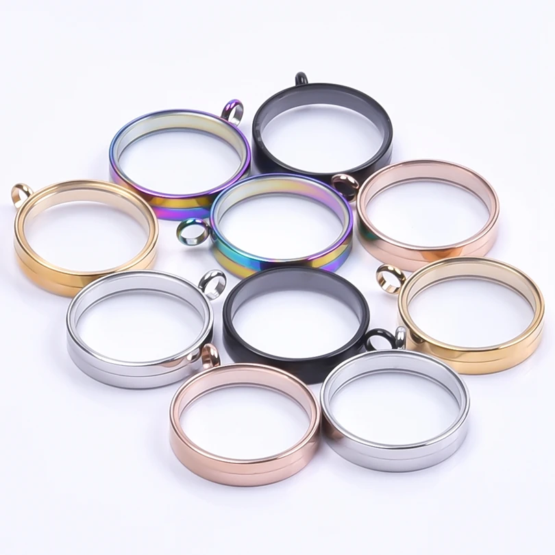 

1pc DIY Round Photo Frame Stainless Steel Lockets For Jewelry Making Bulk Twist Screw Glass Charm Vintage Floating Locket Memory