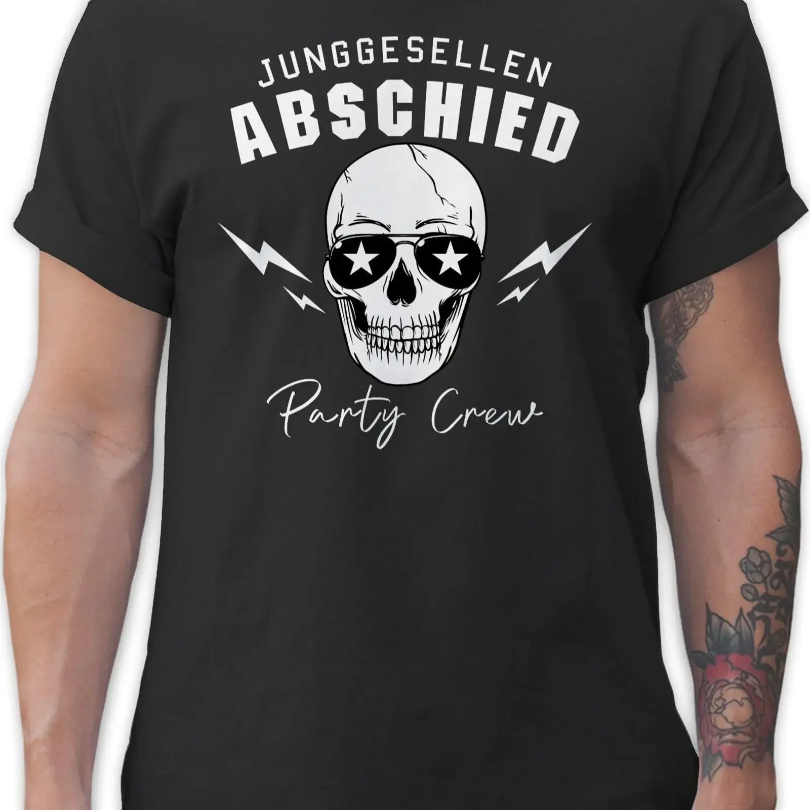 Фото Футболка T Shirtracer Hen Party Crew Skull белая мужская, винтажная, с эффектом потертости, мягкая, удобная, для повседневной носки, модная №1