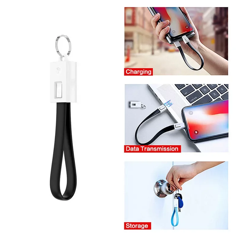 

Keychain Micro USB Fast Charger Cable Multi-Function Sync Data Power Bank Cord For iphone X Type-C Key Chain Mobile Phone Cables