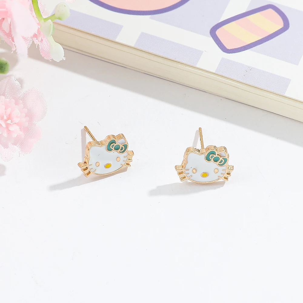 Серьги в стиле аниме Sanrio милые металлические серьги-гвоздики с мультяшным