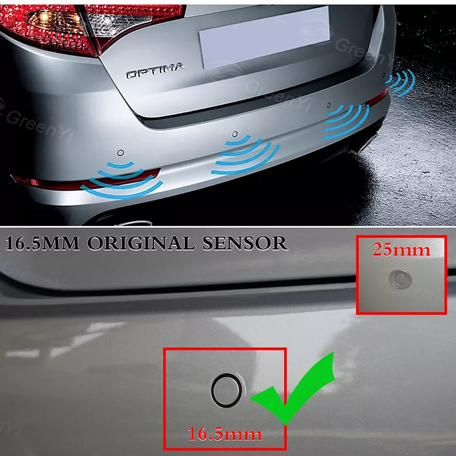 

13 мм плоский датчик s Регулируемая глубина 16 мм помощь при парковке автомобиля датчик помощи резервный радар зуммер система для заднего пер...