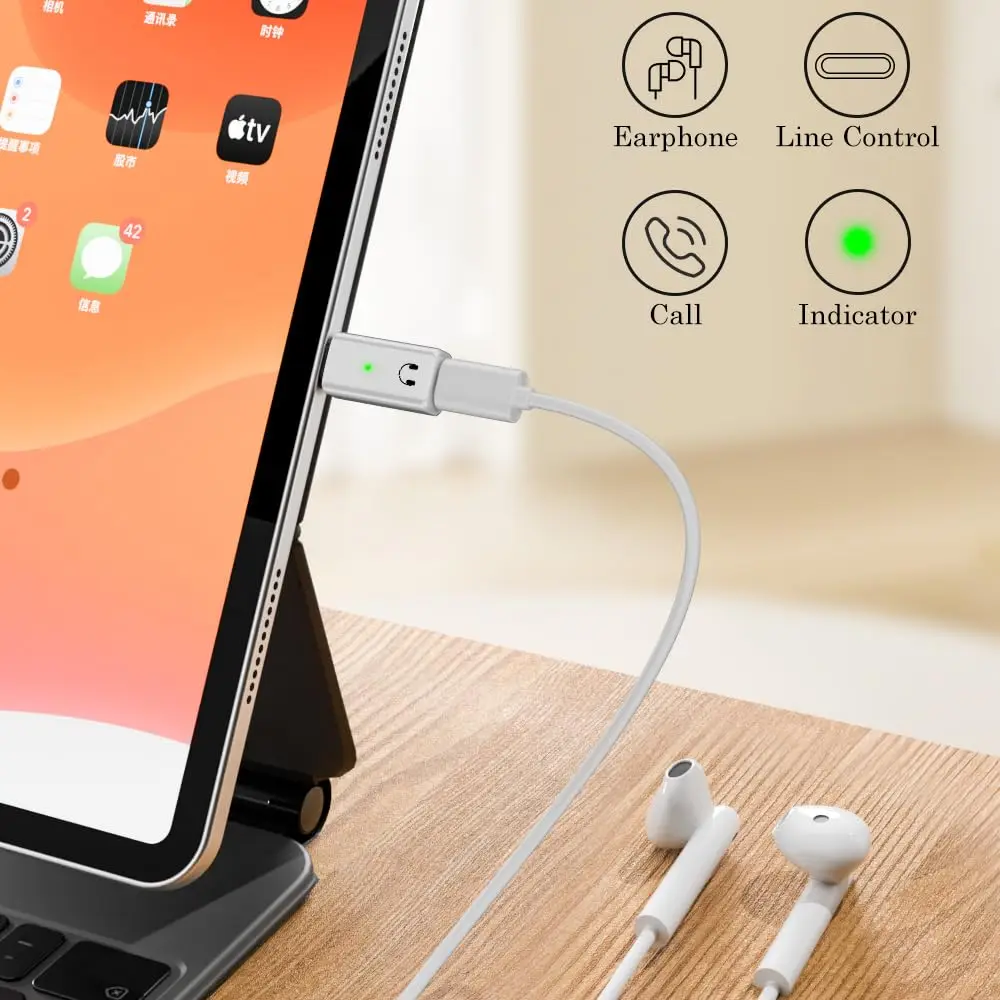 Аудиоадаптер USB C к Lightning конвертер папа на наушники для iPhone 15 серии iPad MacBook