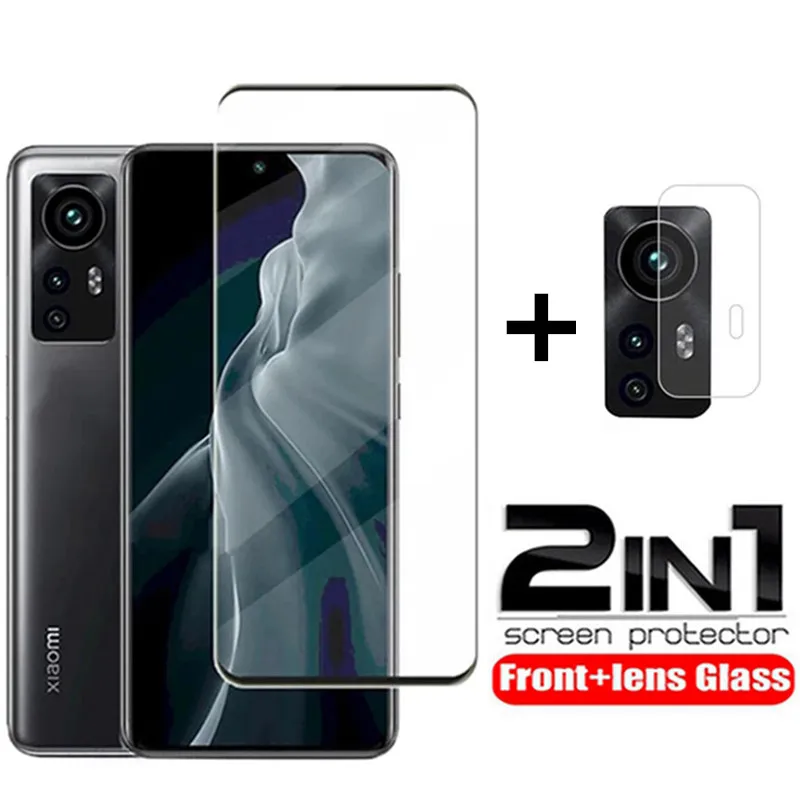

2in1 Tempered Glass For Xiaomi Mi 12 12X 12 Ultra Mi 12Screen Protector 3D Curved Protective Glass For Xiaomi 12 Pro Lens Glass