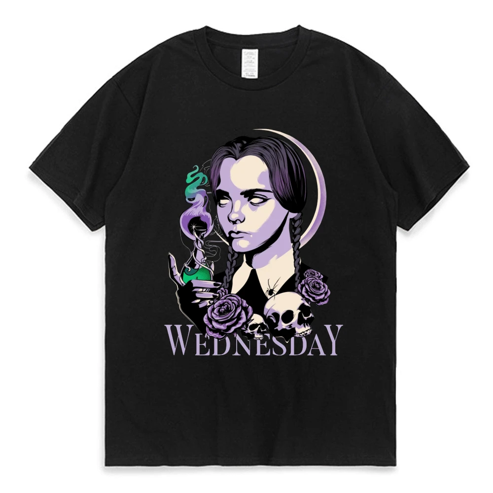 

Wednesday Addams Nevermore Academy T Shirt 2023 New TV Series Print Tshirts Men Women Gothic Short Sleeve Tees Oversized T-shirt