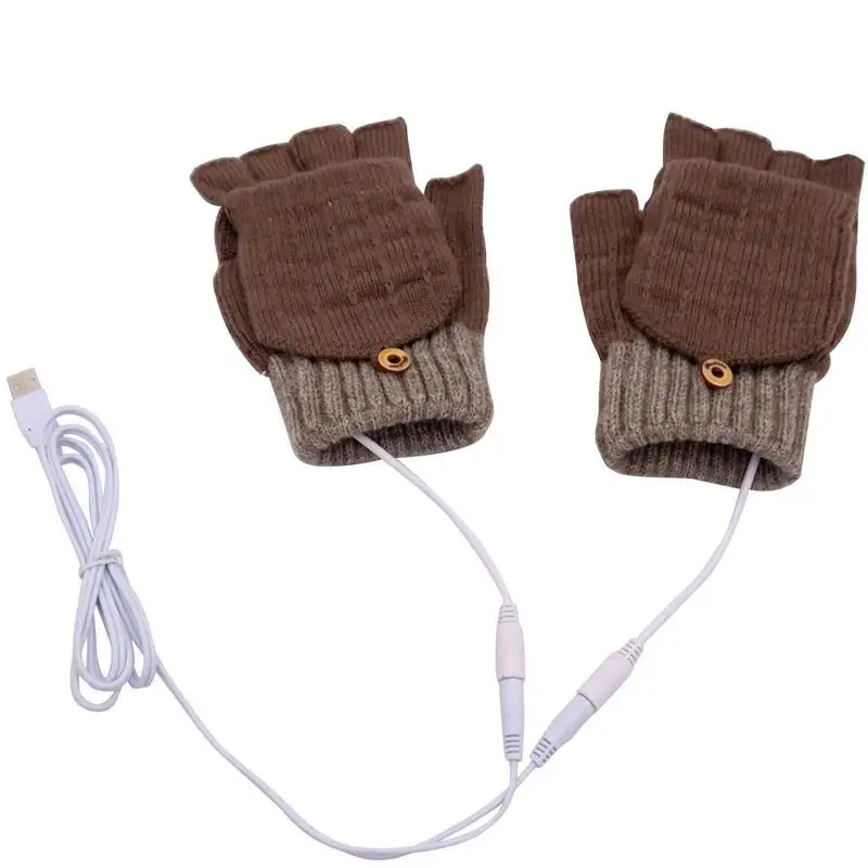 

Heated Typing Gloves Electric Rechargeable Gloves For Typing In Cold Office Washable Warm Laptop Gloves Fingerless Knitting