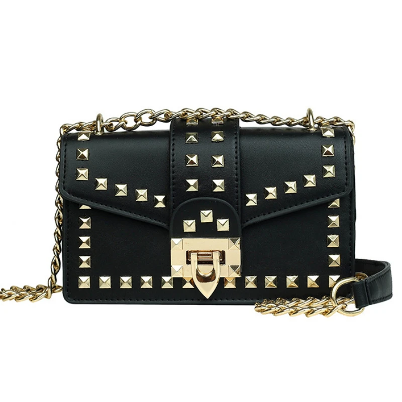 

Crossbody Bags for Women Vintage Punk Rivets Purses and Handbags Flap Small Square Bags New Chain Small Bags Girls Shoulder Bag