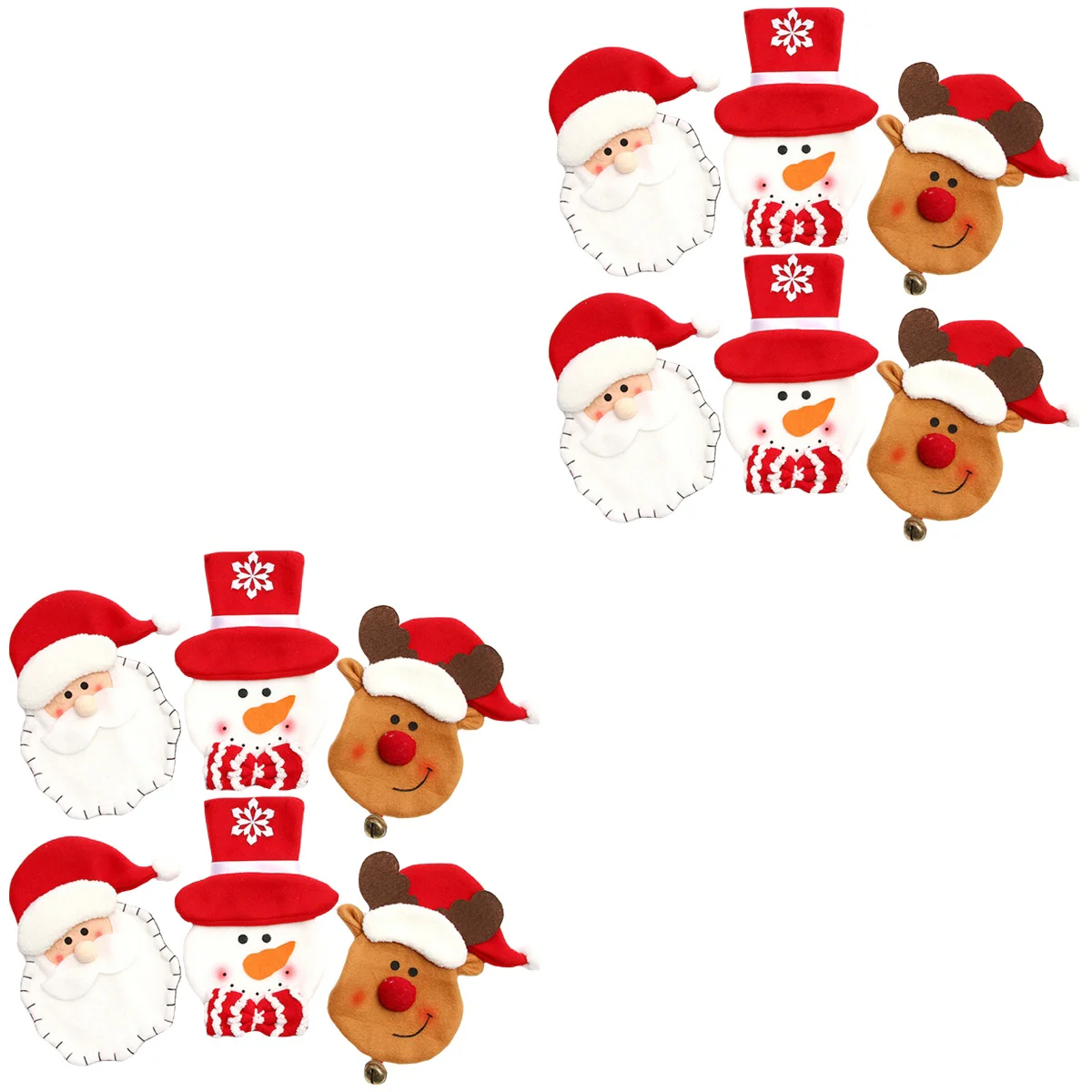 

12 pcs Christmas Pattern Cutlery Cover Elk Shape Cover (Red White Brown)