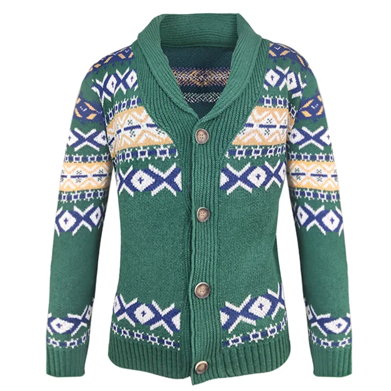 Autumn and Winter 2022 New Men Knitwear Fashion Casual Long Sleeve Cardigan Sweater Green Slim Top Single Breasted  Man Clothes