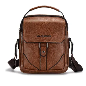 Vintage Men Shoulder Bags Crossbody Bag Multi-function Men's Handbags Capacity PU Leather Bag For Ma