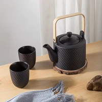 ceramic household teapot creative black and white kettle nordic minimalist tea cups embossed tea set afternoon tea ceremony set