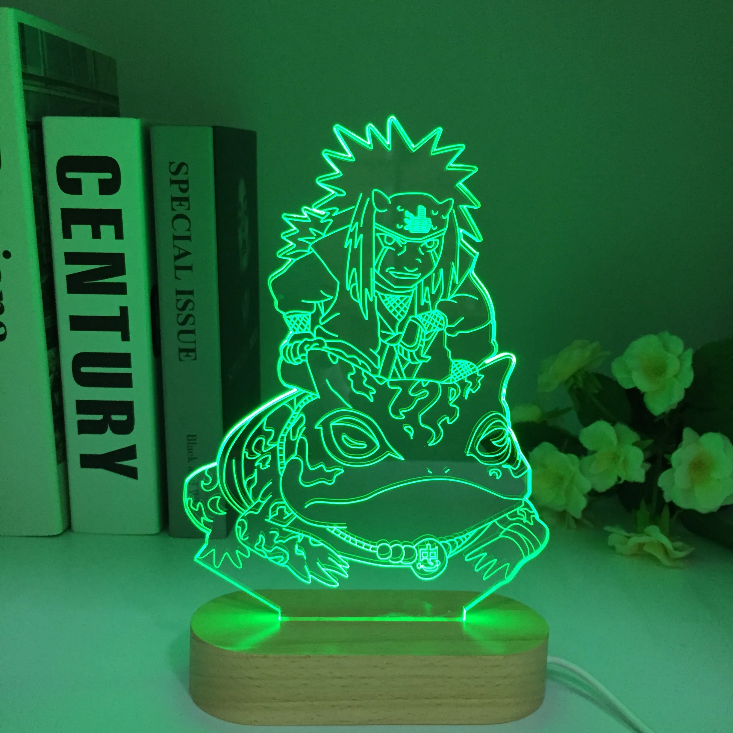 

Фигурка Jiraiya в японском стиле аниме, 3D светодиодный ночник, подарок на день рождения для детей, украшение для детской спальни, светильник для прикроватной тумбы, деревянная 3D лампа