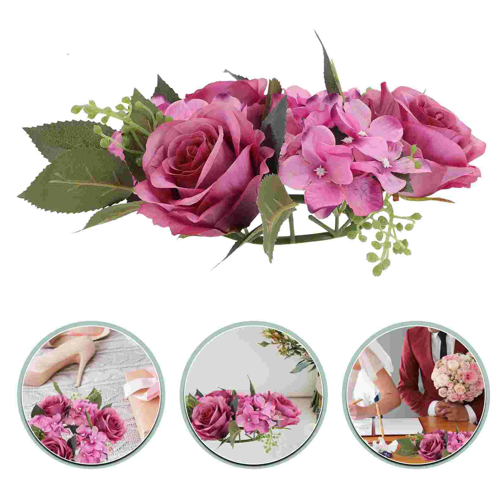 

Wreath Flower Garland Decor Artificial Simulation Wedding Rose Festival Springsupplies Party Props Fake Kit Christmas Faux