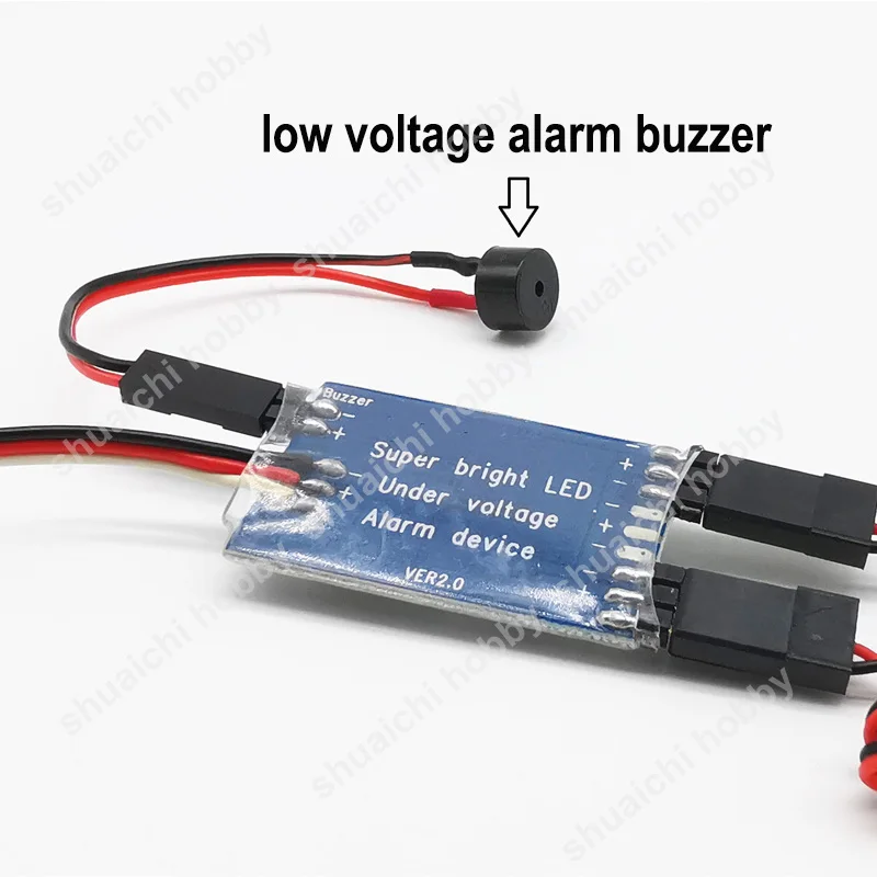 1PCS 3.7V+7.4V Low Voltage Alarm Drone 1W 350mA LED Strobe Light with Undervoltage Buzzer Module for RC Airplane Helicopter - купить по