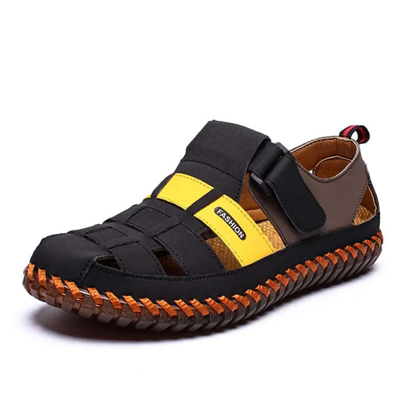 Сандалии мужские из натуральной кожи легкие удобные летние шлепанцы в