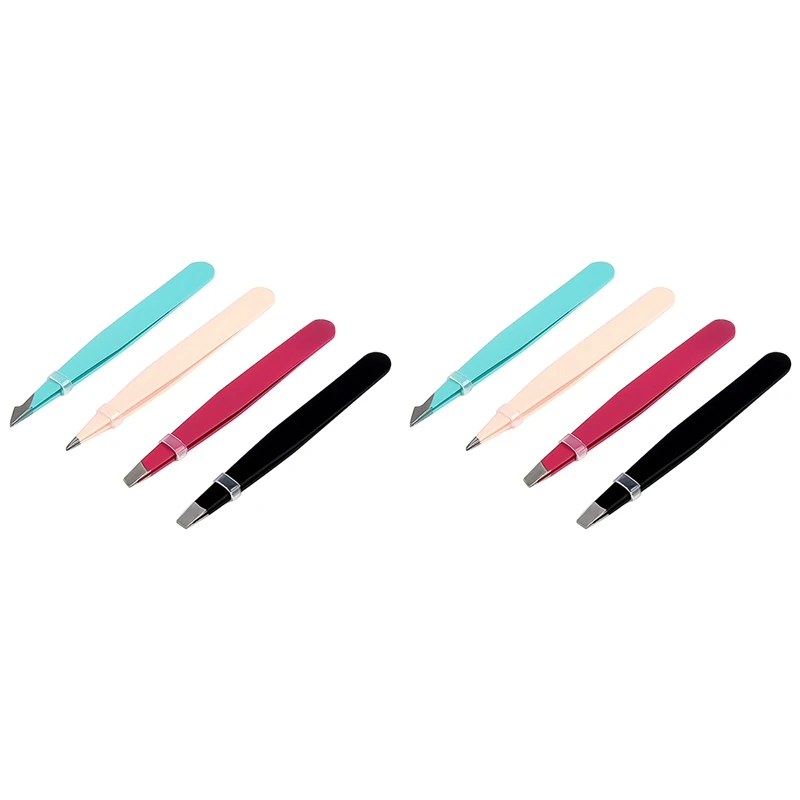 

8 Pcs Colorful Hair Eyebrow Tweezers Stainless Steel Precision Tweezers Fine Hairs Puller Makeup Beauty Tool