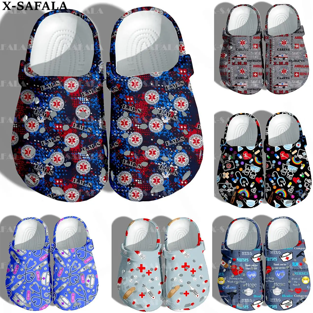 

EMS EMT физиотерапия медсестра 3D принт Мужчины Женщины Классические сабо тапочки эва легкие сандалии летние пляжные уличные-6