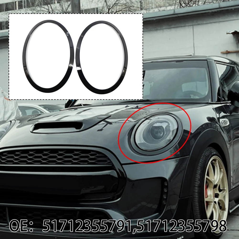 

2 шт. для Mini Cooper F55 F56 F57 2014 + глянцевая черная передняя фара кольцо ободок отделка объемная Крышка задняя фоторамка автомобильные аксессуары