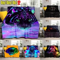 tiger and lion 3d printing plush fleece blanket adult fashion quilts home office washable duvet casual kids girls sherpa blanket