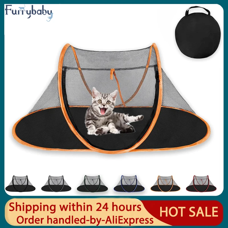 

Pet Soft Dog Cat Outdoor Enclosure Portable Cage Play Net Folding Tent For Cats Puppy Net Tents Dogs House Bed With Carry Bag