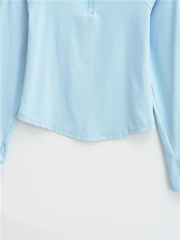 Спортивный воротник-стойка на молнии с длинным рукавом женский базовый слой для