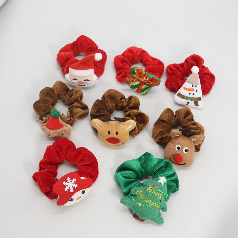

Christmas Large Intestine Scrunchie Red Fat Ring Ins Head Rope Women's Holiday Hair Rope Leather Band Head Accessories Hair Ties