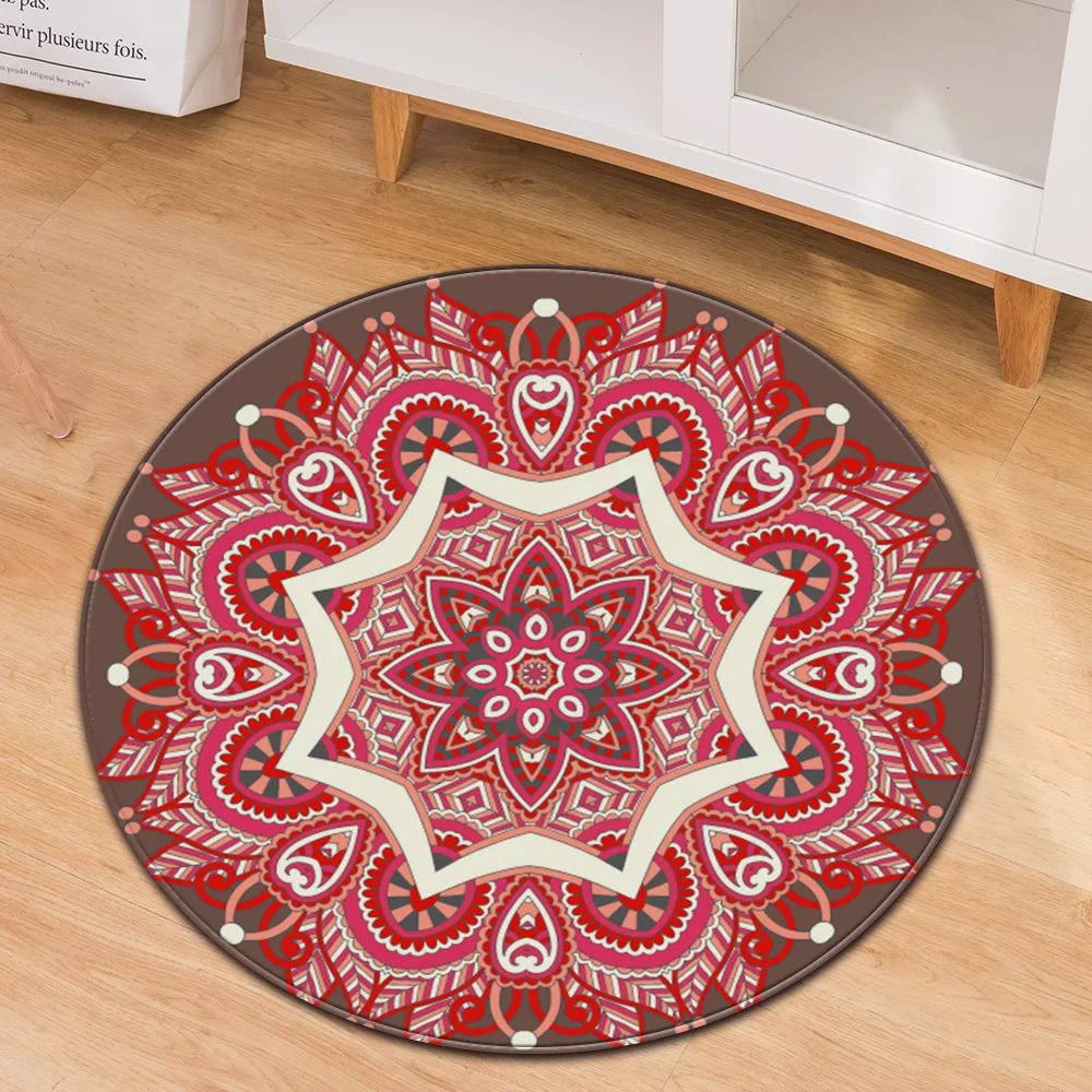 Bohemian style psychedelic geometric printing non-slip round carpet floor mats bedroom living room home decoration | Дом и сад