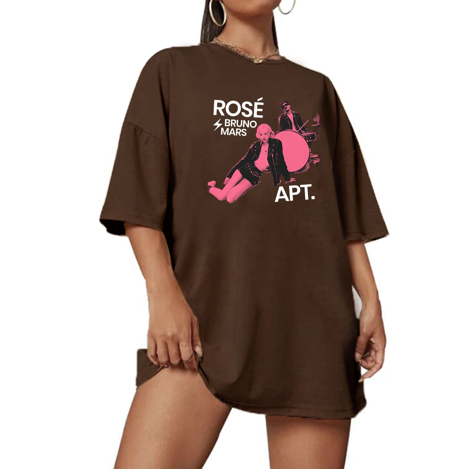 Розовая футболка Bruno Mars oversize