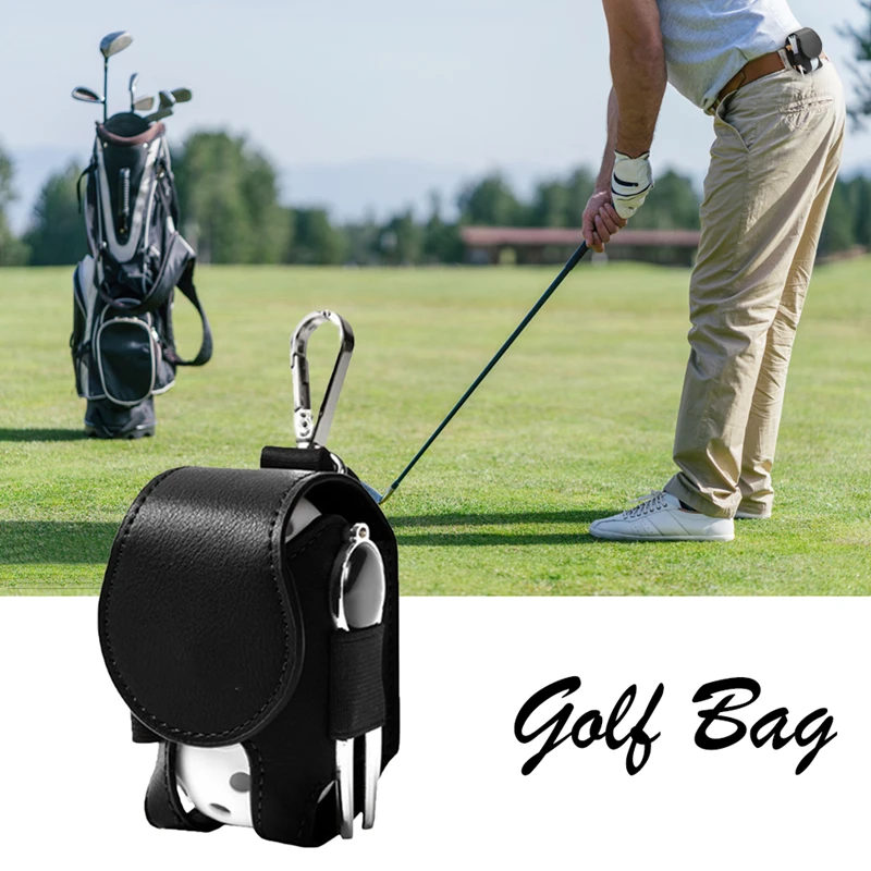Mini Pocket Leather Golf Ball Bag Pouch Portable Waist Holder Small Size PU Golf Ball Container Divot Waist Golf Storage Bag