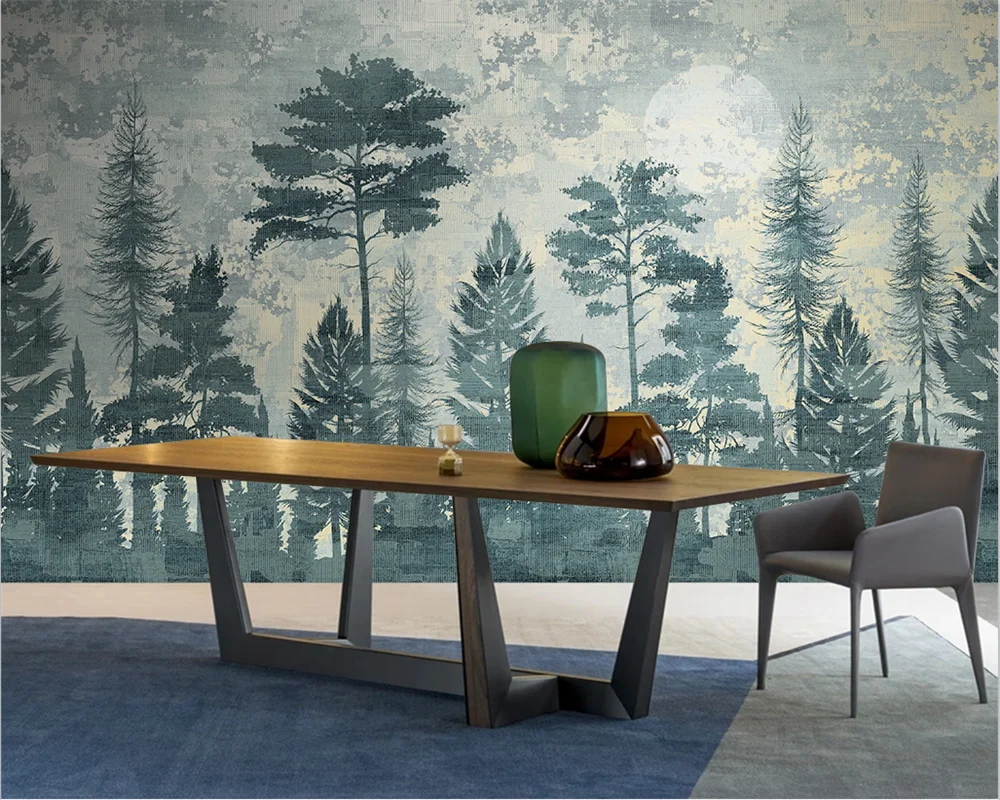 

beibehang papel de parede Customized modern new Nordic pine forest light luxury TV background wallpaper papier peint