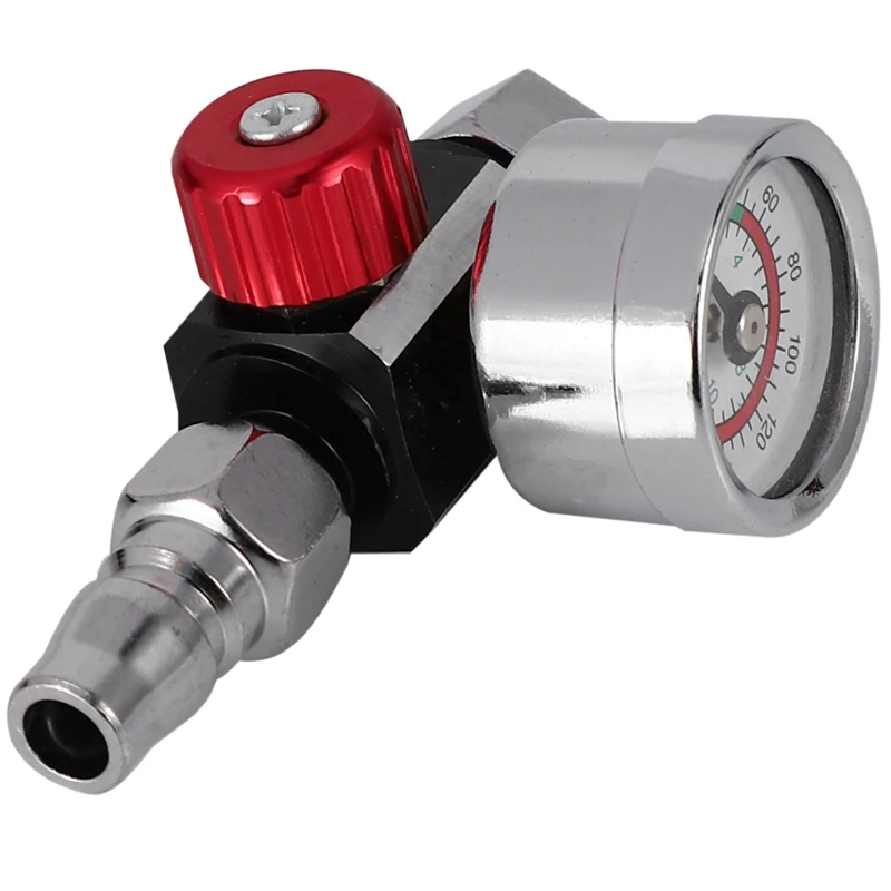 

3Pc 1/4 Inch Bsp Mini Air Regulator Valve Tool Durable Small Tail Pressure Gauge 48 X 60Mm With Nozzle For Spray Tool